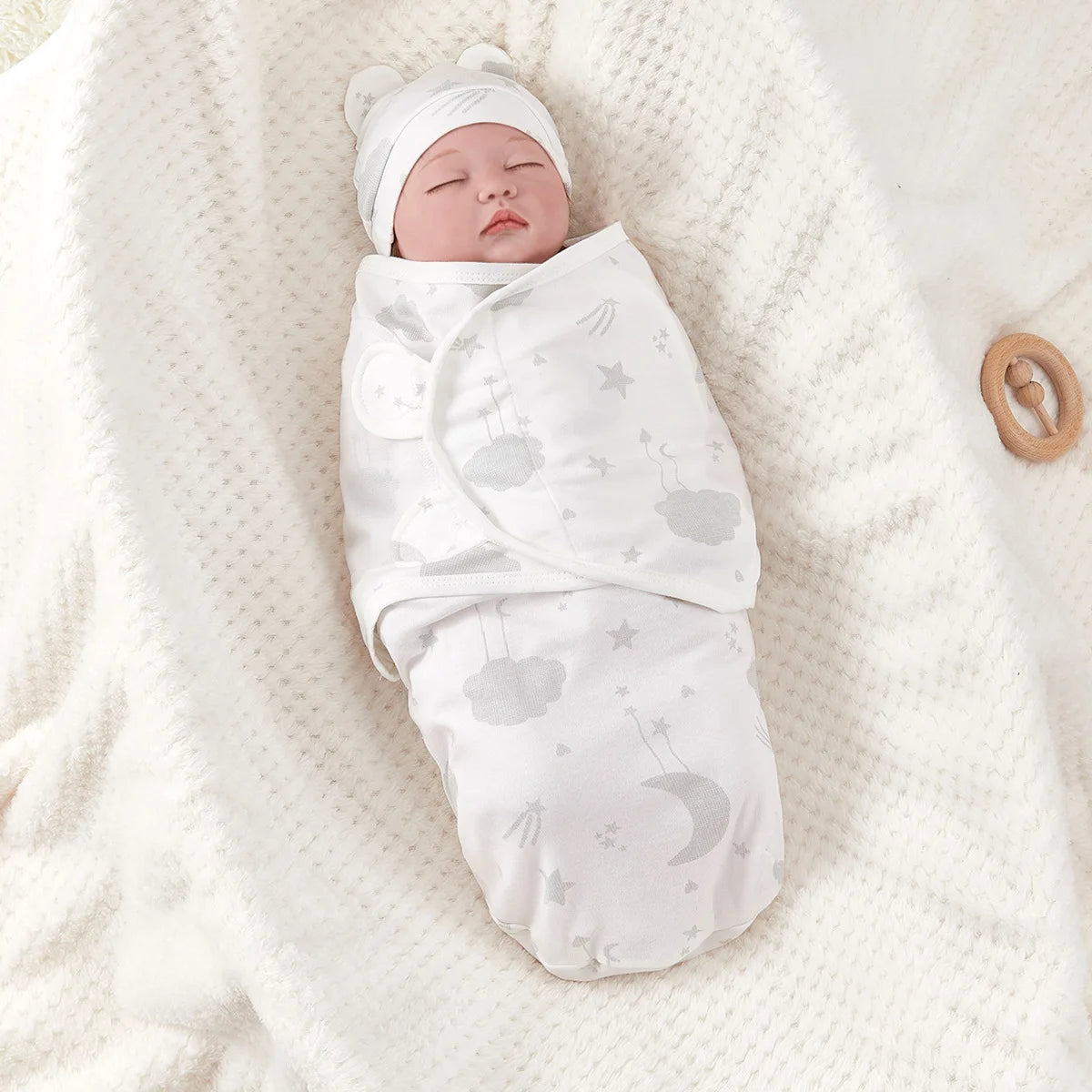 Bebê anti-choque swaddle algodão impresso envoltório primavera/verão envoltório do bebê de duas peças cobertor anti-chute