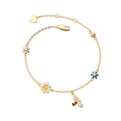 925 prata esterlina borla zircão daisy bee charme pulseira pulseira para as mulheres meninas da festa de casamento na moda acessórios de jóias