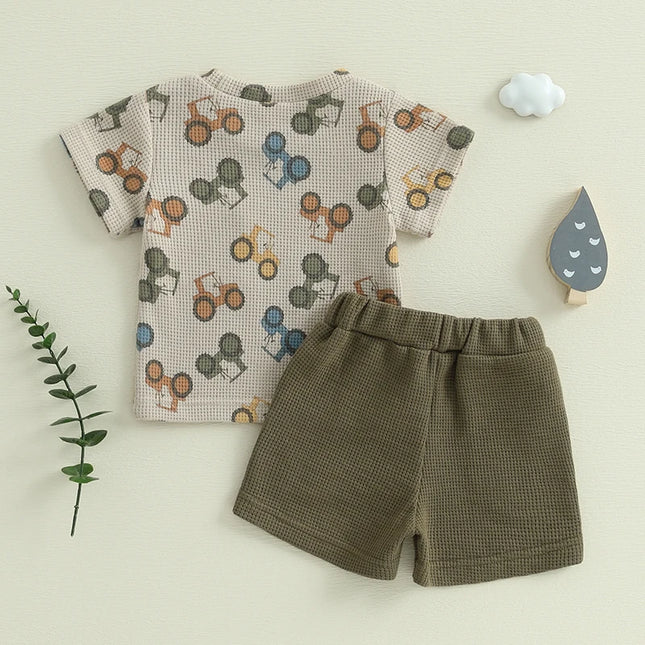 Conjunto Infantil Verão Trator – Camiseta + Shorts