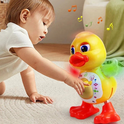 Pato de dança elétrico para crianças Engraçado Blink Eyes, Luz intermitente, Agite o corpo, Desenhos animados musicais fofos, Brinquedo educativo animal, Presente