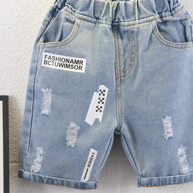 Shorts jeans para meninos, calças finas para bebê, calças de verão, elegantes, soltas, nova tendência