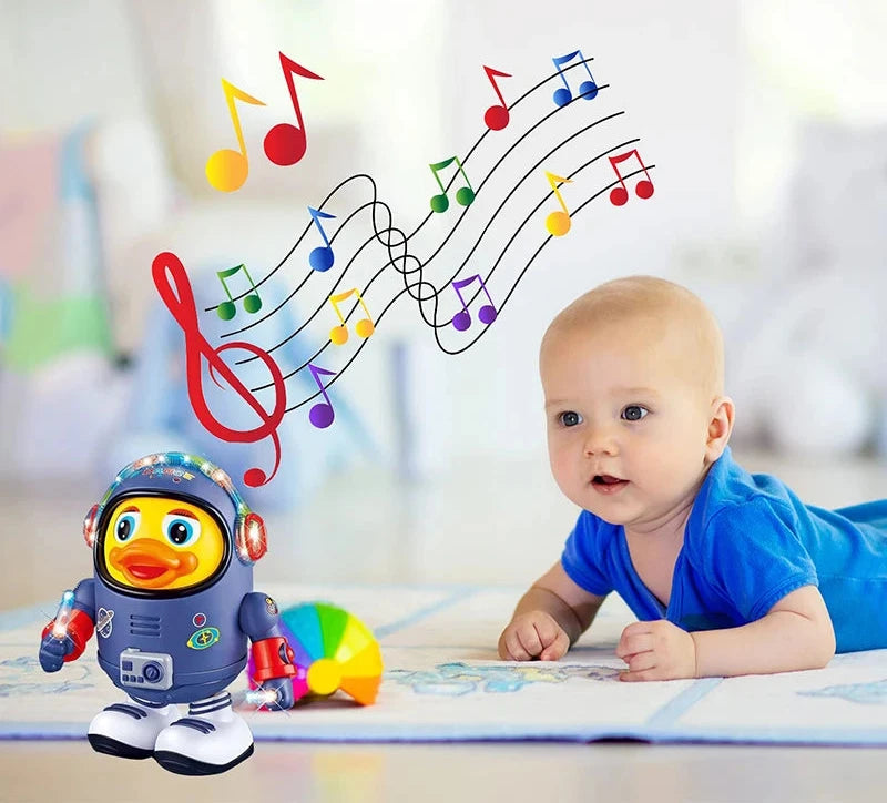 Brinquedo do pato do bebê brinquedo interativo musical elétrico com luzes e sons dança robô espaço elementos para bebês crianças presentes