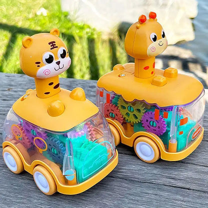 Bebê Animal Press e Go Car Toy, Pull Back Car, Light Up Wind-up Brinquedos, Presentes de aniversário para crianças de 1,2 anos