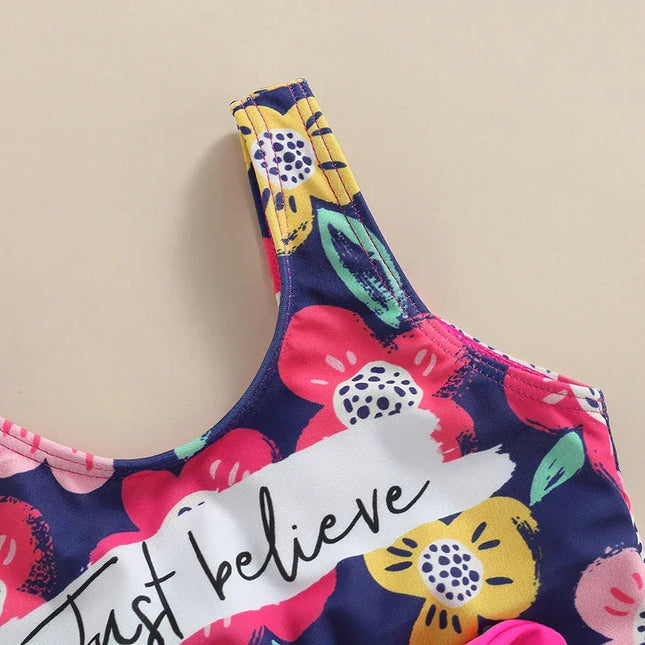 Tregen-maiô com estampa floral para meninas de 2 a 6 anos
