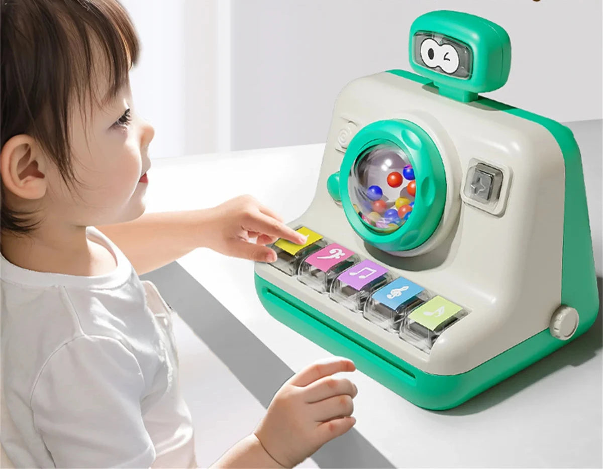 Mini piano multi-funcional, quebra-cabeça do bebê educação precoce, brinquedo, iluminação, música, bebê, ringtone, modelo de câmera, eletrônico