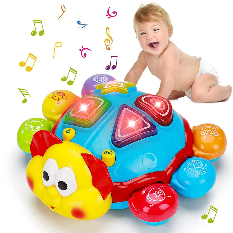 Light Up Crawling Walking Toy musical para bebê, brinquedos infantis, presente para crianças, aprendizado bilíngue, educação espanhola e inglesa