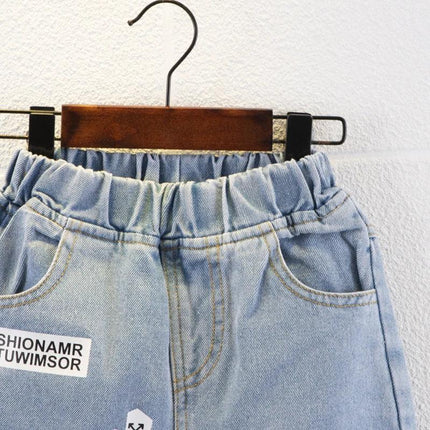 Shorts jeans para meninos, calças finas para bebê, calças de verão, elegantes, soltas, nova tendência