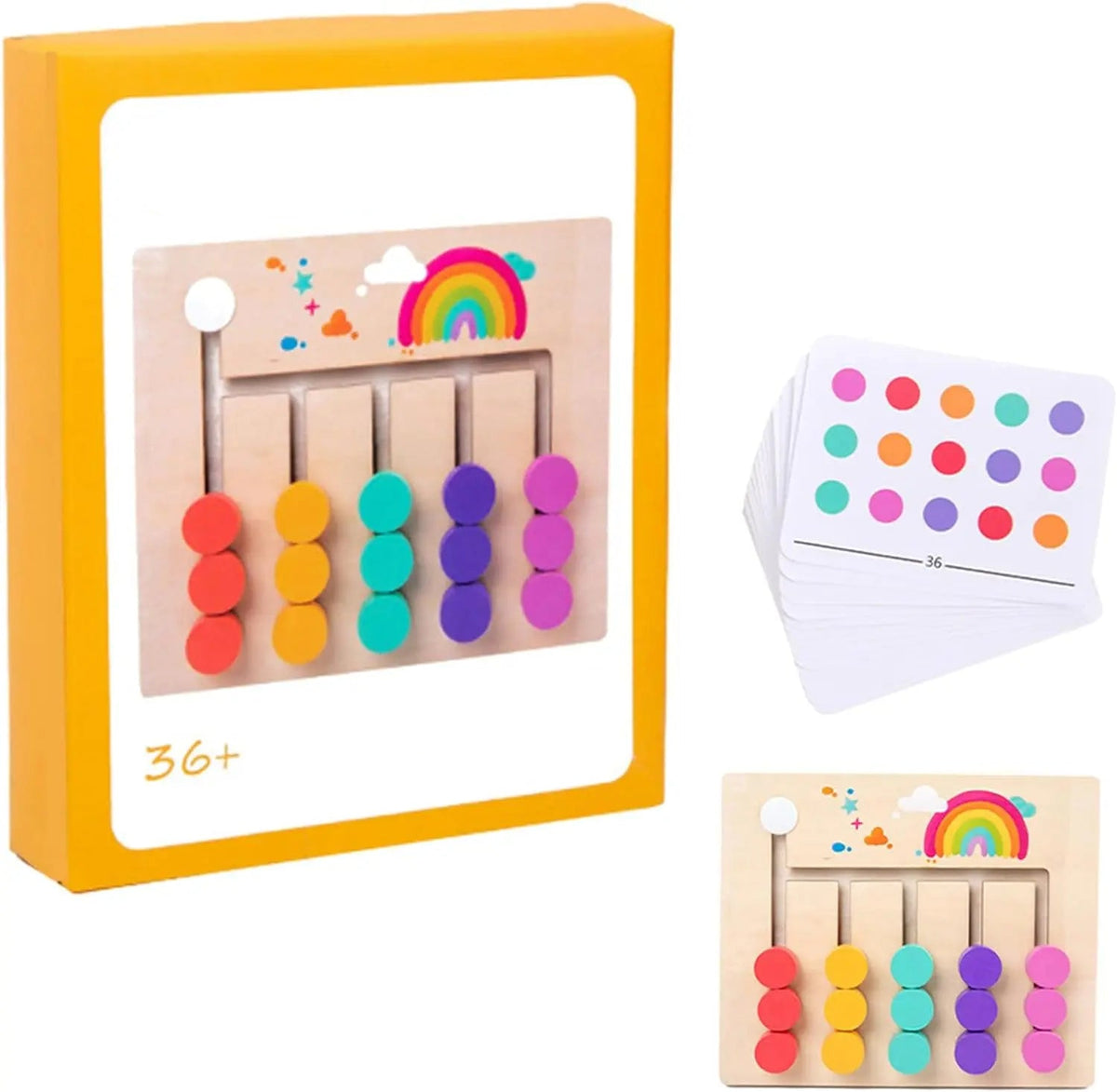 Montessori madeira colorido Slide Puzzle Board Game, correspondência de cores, brinquedos educativos sensoriais, atividade pré-escolar para crianças