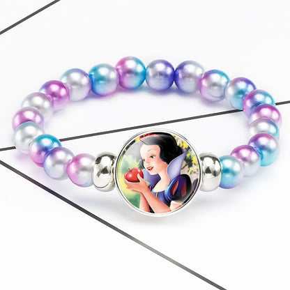 Disney Cartoon Frozen Princess Bracelet para Crianças, Elsa e Anna, Jóias Acessórios, Talão Colorido, Presente de Aniversário, Bonito