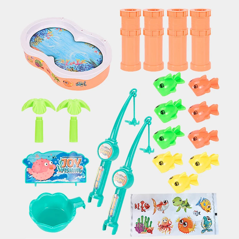 Brinquedo de pesca elétrico com música luzes para crianças, piscina de pesca magnética, água tabela, Montessori Activity Game para meninos e meninas