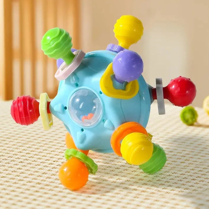 Manhattan Star Soft Silicone Hand Grab Ball Chocalho Infantil Mastigável, Criança Dentes Calmante Brinquedo Sensorial Do Bebê, Presente Recém-nascido