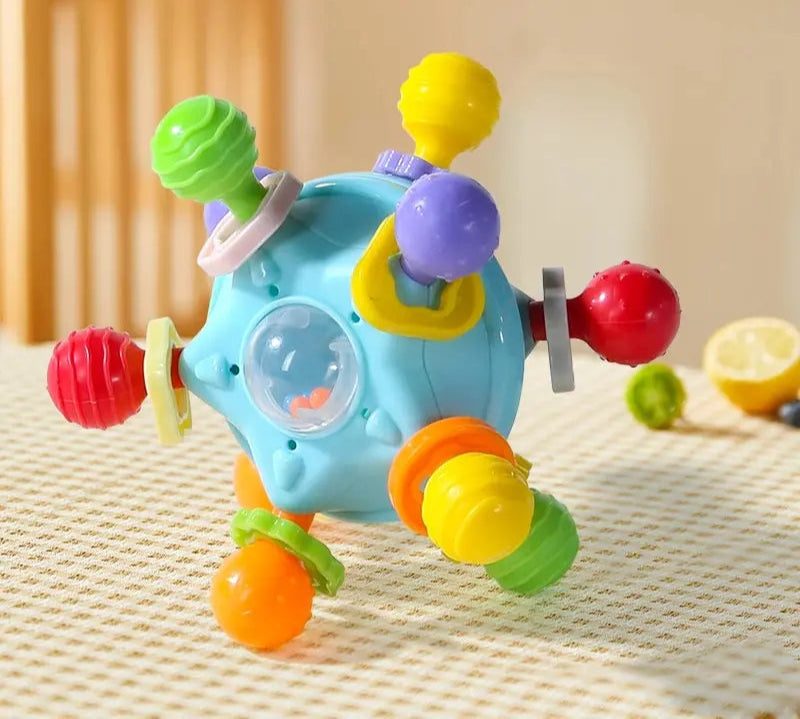 Manhattan Star Soft Silicone Hand Grab Ball Chocalho Infantil Mastigável, Criança Dentes Calmante Brinquedo Sensorial Do Bebê, Presente Recém-nascido