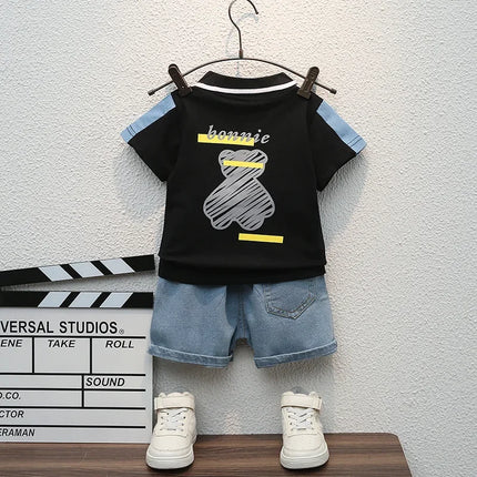 Conjunto de t-shirts e shorts infantis, roupas de bebê, roupas de treino infantis, roupas infantis, casual, verão, novo, 2 peças por conjunto