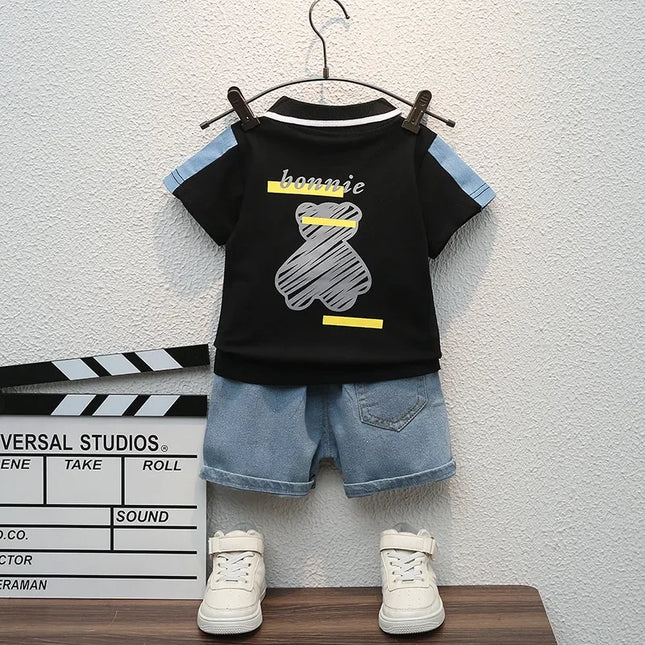 Conjunto de t-shirts e shorts infantis, roupas de bebê, roupas de treino infantis, roupas infantis, casual, verão, novo, 2 peças por conjunto