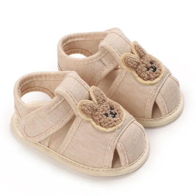 Urso bonito macio único sandálias confortáveis para bebês e crianças, sapatos Baotou Anti Kick First Step, 0-18 meses