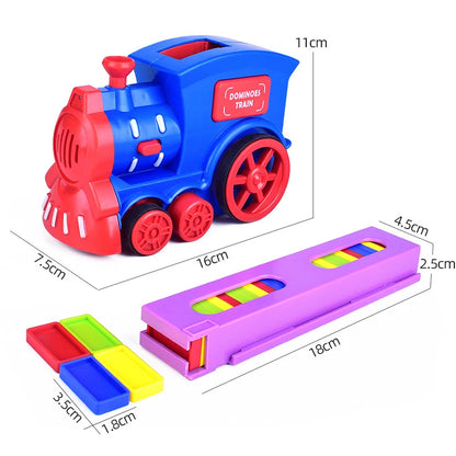 Trem de dominó automático para crianças, carro elétrico, kit de blocos de tijolos, jogo criativo, inteligência educacional, brinquedo DIY, presente de aniversário para menino