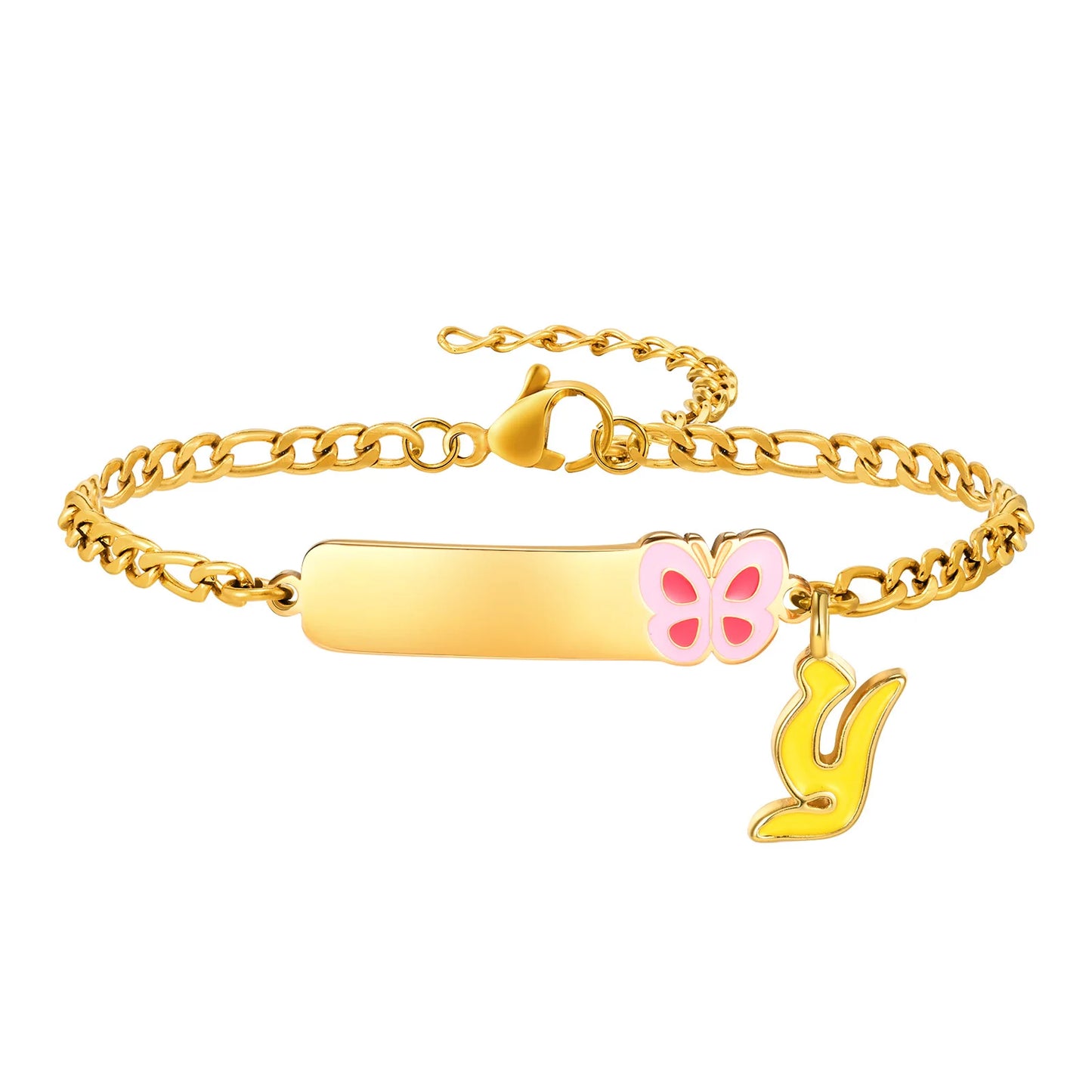 Pulseiras com pingentes iniciais Vnox A-Z para bebês meninas, pulseiras com identificação de data de aniversário com nome personalizado, presente de batismo de aço inoxidável antialérgico