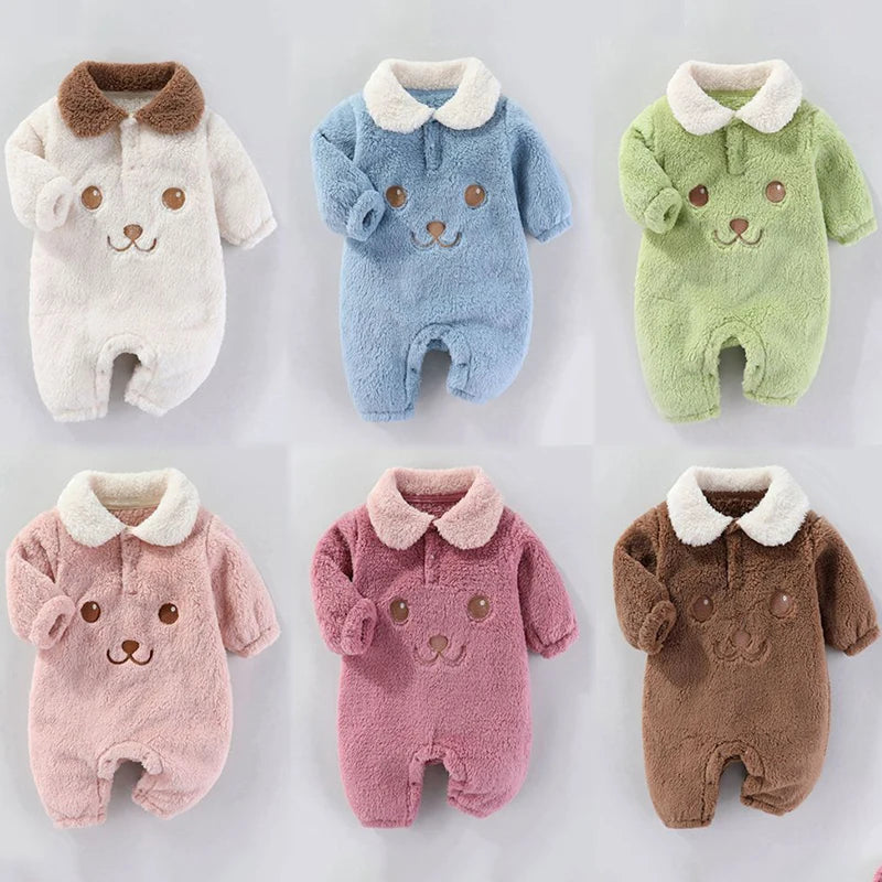 Bodysuit de flanela para bebê recém-nascido, macacão macio para meninos e meninas, jaqueta infantil, roupas de 0-12 meses, novo, primavera, outono