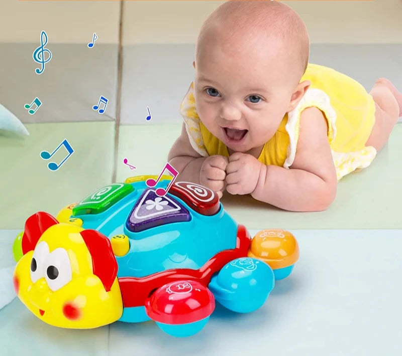 Light Up Crawling Walking Toy musical para bebê, brinquedos infantis, presente para crianças, aprendizado bilíngue, educação espanhola e inglesa