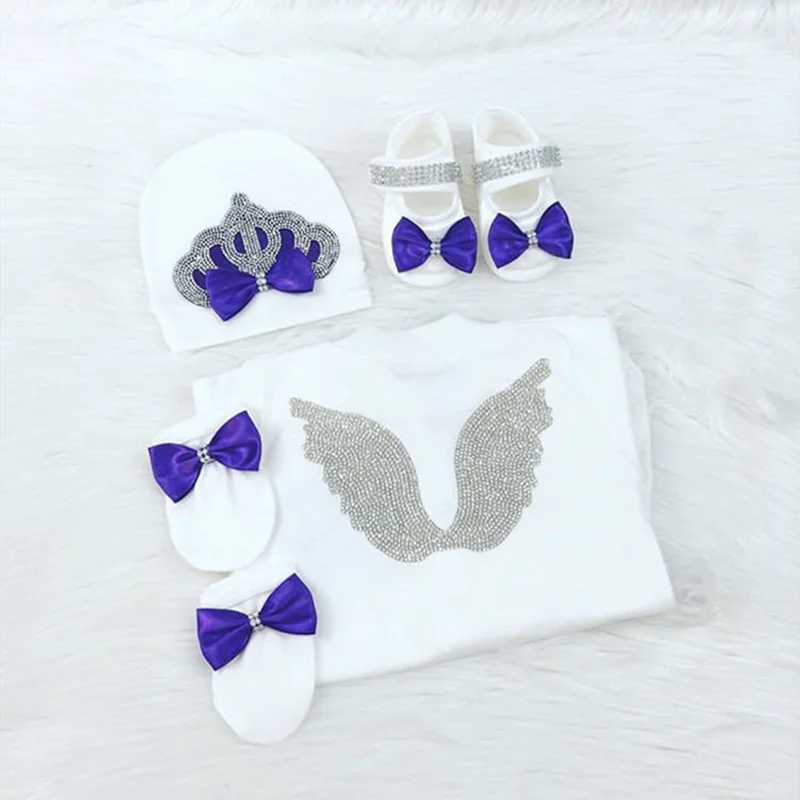 Nome personalizado bebê macacão menino algodão roupas de bebê recém-nascido 0-3 mês strass coroa jurken branco pijamas do bebê conjunto para meninos