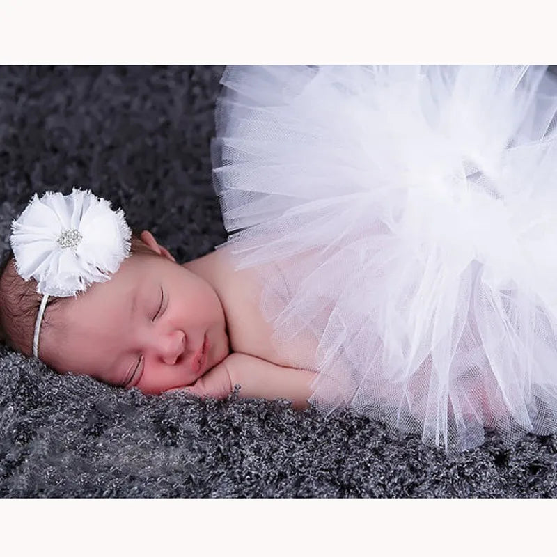 Adereços para fotografia de bebê recém-nascido, fantasia infantil de princesa fofa com faixa de cabeça de flor, acessórios para meninas, vestido de saia tutu