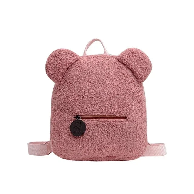 Urso bonito padrão mochila de pelúcia para mulheres e meninas, personalizado pequeno saco de ombro casual, nome personalizado, presente da criança