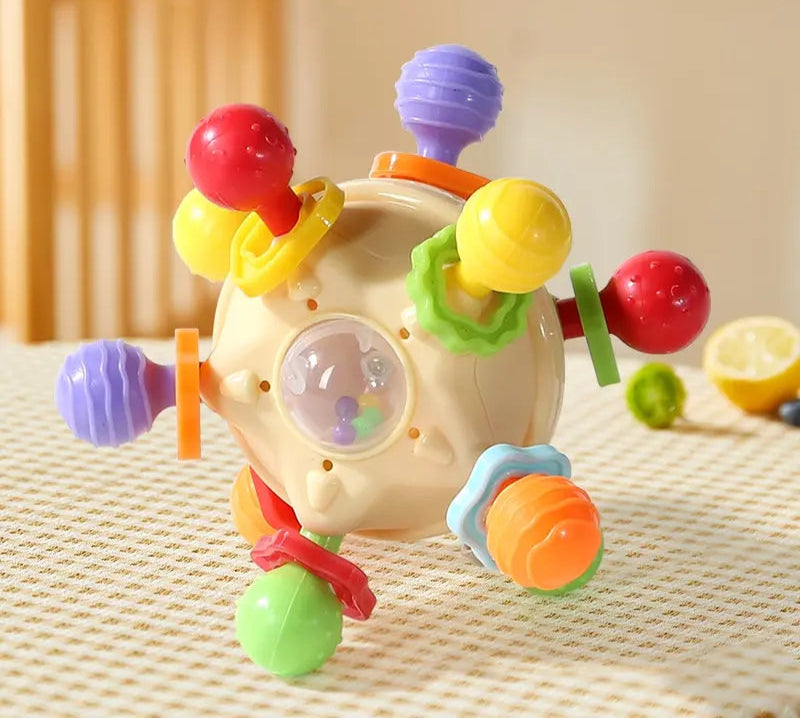 Manhattan Star Soft Silicone Hand Grab Ball Chocalho Infantil Mastigável, Criança Dentes Calmante Brinquedo Sensorial Do Bebê, Presente Recém-nascido