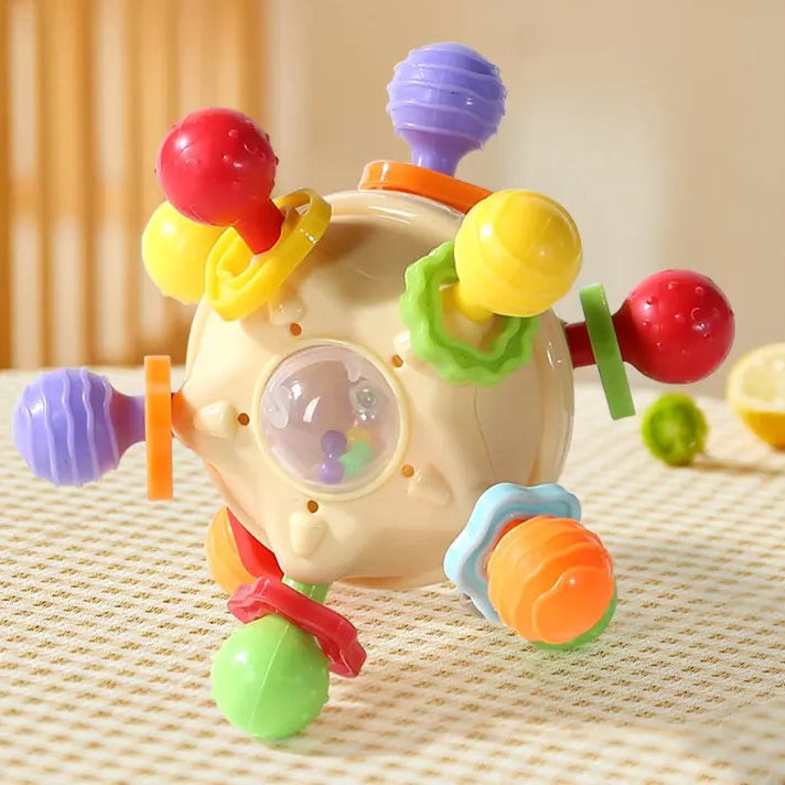 Manhattan Star Soft Silicone Hand Grab Ball Chocalho Infantil Mastigável, Criança Dentes Calmante Brinquedo Sensorial Do Bebê, Presente Recém-nascido
