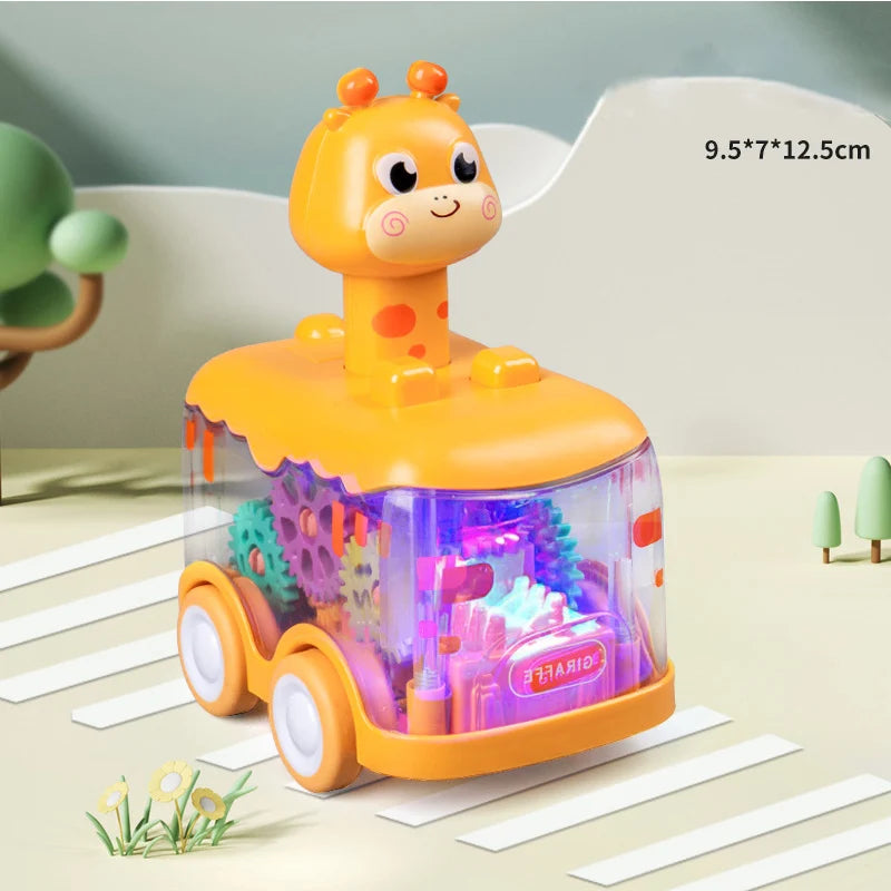 Bebê Animal Press e Go Car Toy, Pull Back Car, Light Up Wind-up Brinquedos, Presentes de aniversário para crianças de 1,2 anos