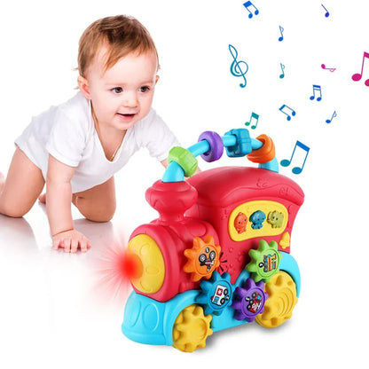 KENLUMO Brinquedos de trem musical para crianças, criança infantil, luz do flash, fivela de várias formas, 1 ano, menino, menina, 6-18 meses