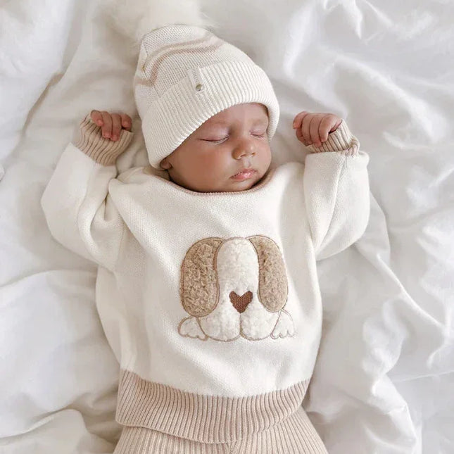 Baby Girl's Warm Long Sleeve Round Neck Sweater, Dog Bordado, Knit Pullover, Sweaters, Tops De Malhas, Roupas De Inverno, Bonito