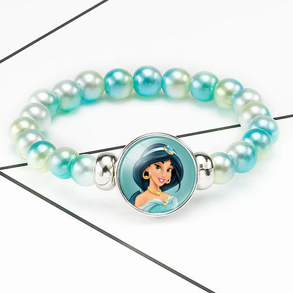 Disney Cartoon Frozen Princess Bracelet para Crianças, Elsa e Anna, Jóias Acessórios, Talão Colorido, Presente de Aniversário, Bonito