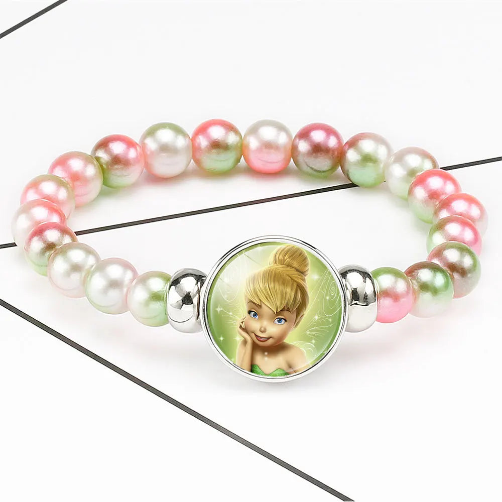 Disney Cartoon Frozen Princess Bracelet para Crianças, Elsa e Anna, Jóias Acessórios, Talão Colorido, Presente de Aniversário, Bonito