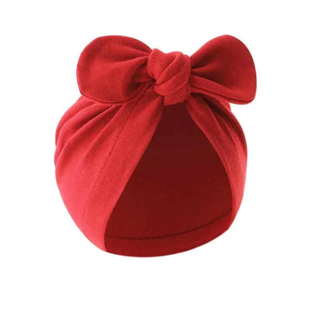 Bonnet do Beanie de algodão monocromático do recém-nascido, arcos bonitos, chapéus turbante, boné para criança, acessórios do bebê, meninas, meninos, infantil, 0-24m