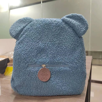 Urso bonito padrão mochila de pelúcia para mulheres e meninas, personalizado pequeno saco de ombro casual, nome personalizado, presente da criança