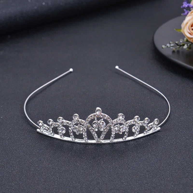 Princesa Crystal Tiaras e coroas para meninas, jóias para cabelo, bandana para crianças, amor nupcial Prom Crown, acessórios para festa de casamento