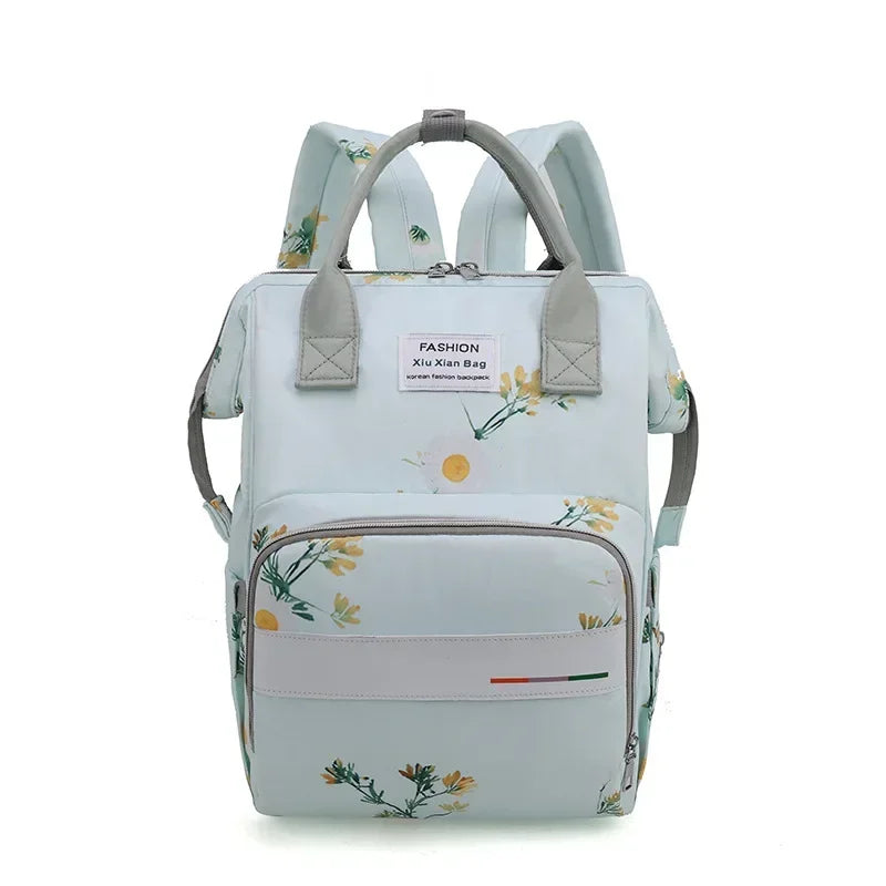 Bolsa de fraldas para mamãe, bolsa suspensa para carrinho de bebê, mochilas de fraldas de grande capacidade com tapete para troca, bolsas convenientes para amamentação de bebês