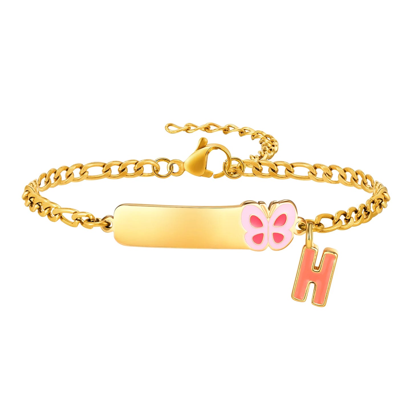 Pulseiras com pingentes iniciais Vnox A-Z para bebês meninas, pulseiras com identificação de data de aniversário com nome personalizado, presente de batismo de aço inoxidável antialérgico