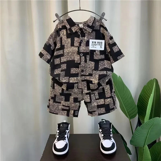 Conjunto de roupas de cima e de baixo infantil, duas peças para crianças, meninos e meninas, verão, novo, 2024