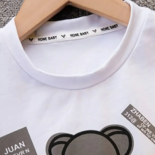 Conjuntos de roupas de algodão manga curta para bebês, versão coreana, roupas de verão, crianças pequenas, moda