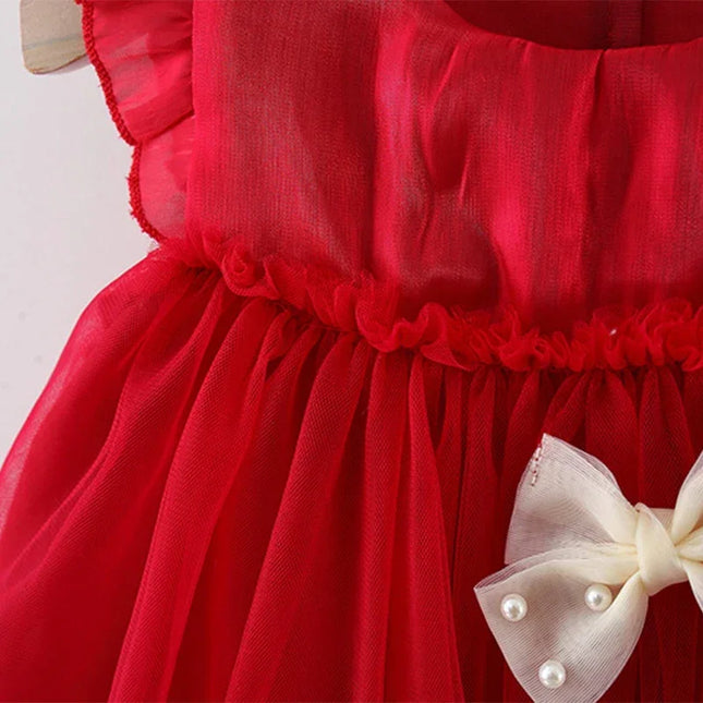 Vestido de princesa manga voadora infantil, roupa de verão feminina, novo estilo, fio de nuvem infantil, vestido de bebê