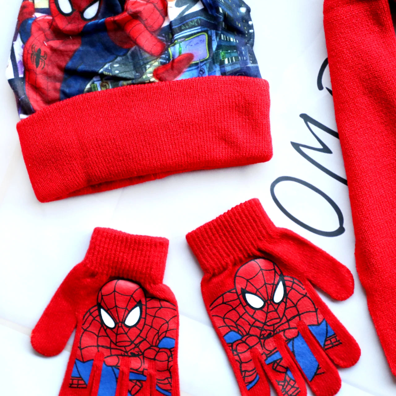 Children's SpiderMan Cartoon Knitted Scarf Hat, Boné Quente, Chapéu de Natal, Vermelho, Dia das Bruxas, Menino, Menina, Novo, Outono, Inverno