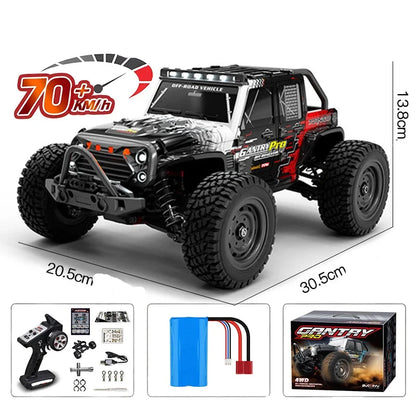 Carro com controle remoto LED para crianças, 1:16, 70 kph ou 50 kph, 4WD, monstro de alta velocidade Drift, caminhão 4x4, Wltoys 144001 Brinquedos