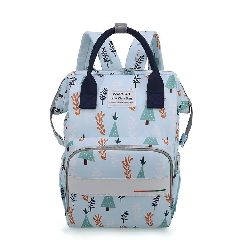 Bolsa de fraldas para mamãe, bolsa suspensa para carrinho de bebê, mochilas de fraldas de grande capacidade com tapete para troca, bolsas convenientes para amamentação de bebês