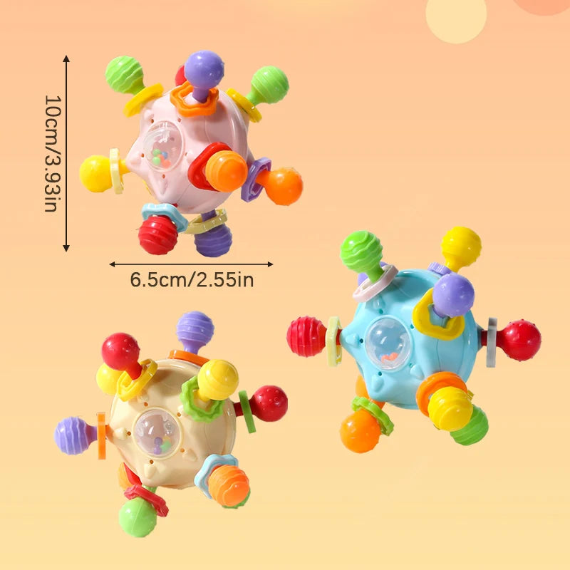 Manhattan Star Soft Silicone Hand Grab Ball Chocalho Infantil Mastigável, Criança Dentes Calmante Brinquedo Sensorial Do Bebê, Presente Recém-nascido