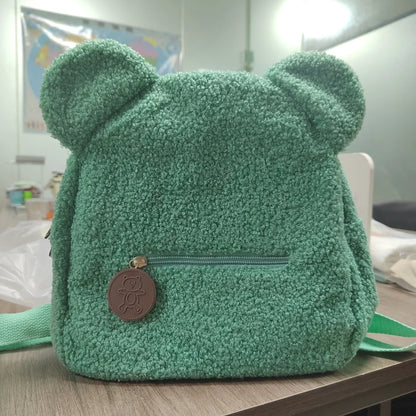 Urso bonito padrão mochila de pelúcia para mulheres e meninas, personalizado pequeno saco de ombro casual, nome personalizado, presente da criança