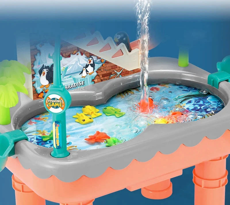 Brinquedo de pesca elétrico com música luzes para crianças, piscina de pesca magnética, água tabela, Montessori Activity Game para meninos e meninas