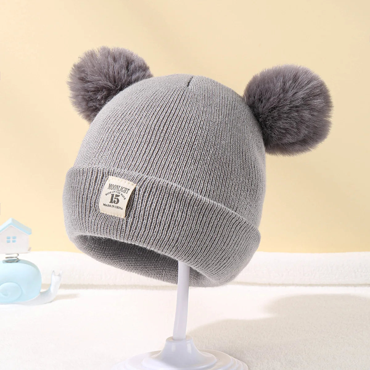 Chapéu de malha monocromático infantil, gorro Pom-Pom, quente, malha, bebê, meninos, meninas, crianças, acessórios de inverno