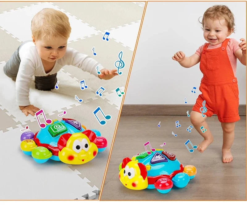 Light Up Crawling Walking Toy musical para bebê, brinquedos infantis, presente para crianças, aprendizado bilíngue, educação espanhola e inglesa