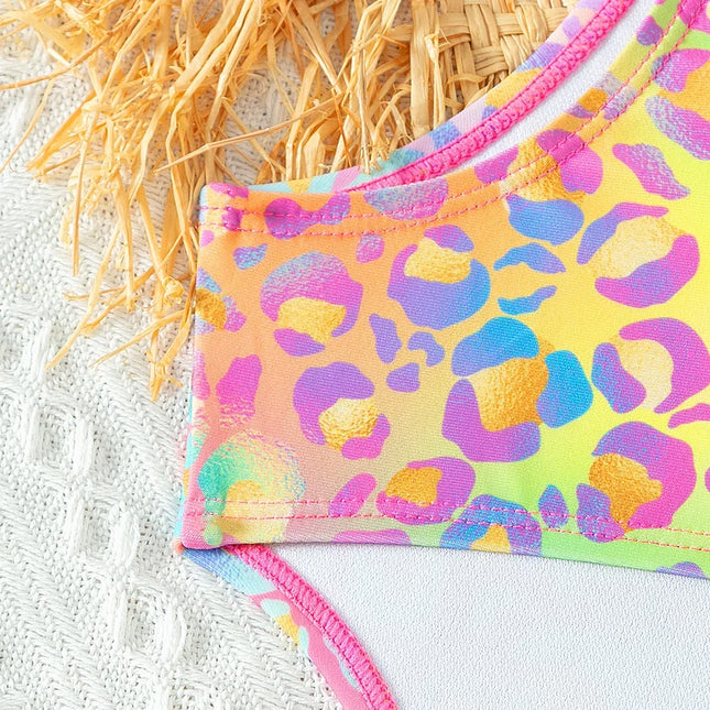 Maiô colorido e brilhante para meninas, maiô de peça única para meninas adolescentes, banho plissado com arco, roupa de praia verão, roupa de banho